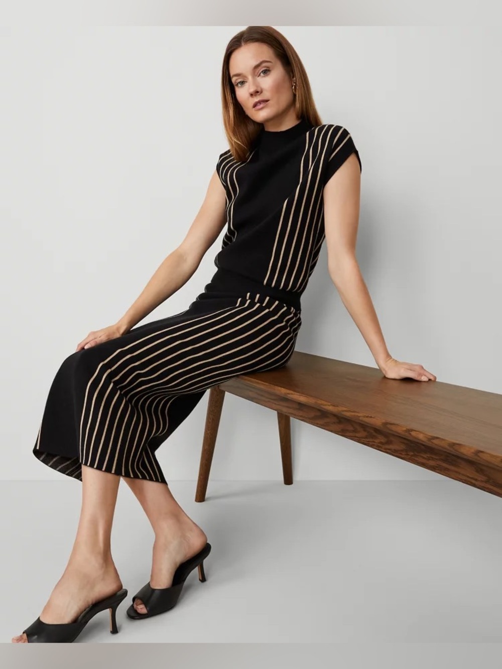 Ann Taylor Vertical Stripe Sweater Set